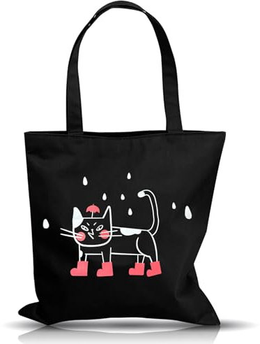 RANJIMA Stoffbeutel Bedruckt, Kätzchen Stoffbeutel Baumwolle Einkaufstaschen Cat Shopper Baumwolltasche Bedruckt für Aesthetic School Stuff Nützliche Geschenke für Frauen Katzenliebhaber