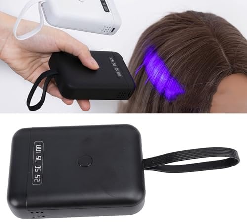 Máquina de Extensión de Cabello con Luz UV de 405 Nm, Lámpara de Curado con Pegamento UV de Mano con 6 Piezas de Cuentas LED, Extensiones de Peluca Recargables (BLACK)