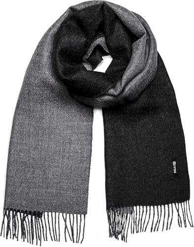 Hipster Schal aus 100% Wolle Herrenschal Damenaschal Alpakaschal, eleganter Winterschal Wollschal aus feiner 100% Alpaka Wolle, weich, warm, pures elegantes Naturhaar unisex (dunkelgrau grau)