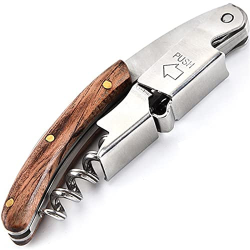 Abrelatas Manual Abrelatas Mango de madera maciza Sacacorchos con abrebotellas de cerveza(Brown1)