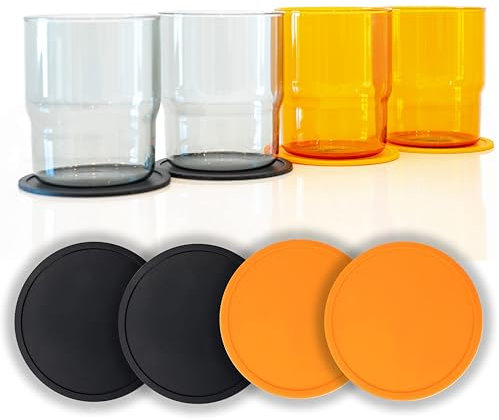 GA FE Nordic Designer - Juego de 4 vasos de vidrio de borosilicato de 12 onzas, diseño apilable, hogar y bar, cócteles, bebidas heladas, café y té