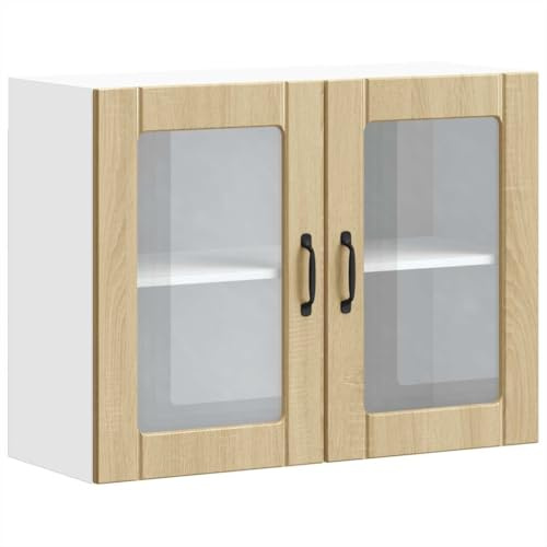 vidaXL Küchen-Hängeschrank mit Glastür Lucca Sonoma-Eiche Holzwerkstoff