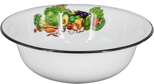 Emaille Schüssel Rund 12 Liter ca 45 cm Durchmesser mit Motiv emailliert Retro Nostalgie Geschirr