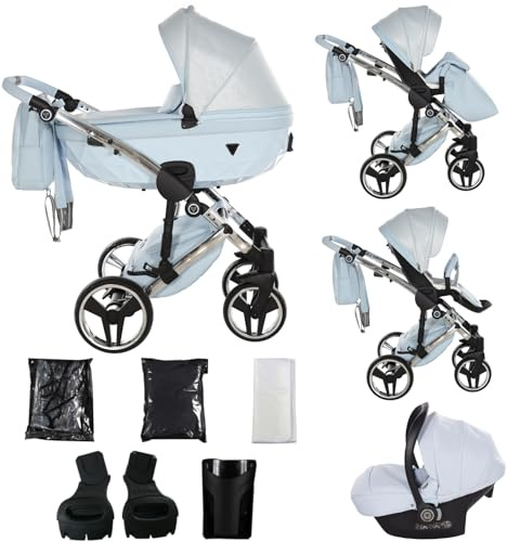Junama Kinderwagen Diamond Dolce 2in1 3in1 4in1 (02 - Blau, 3in1 mit Autositz)