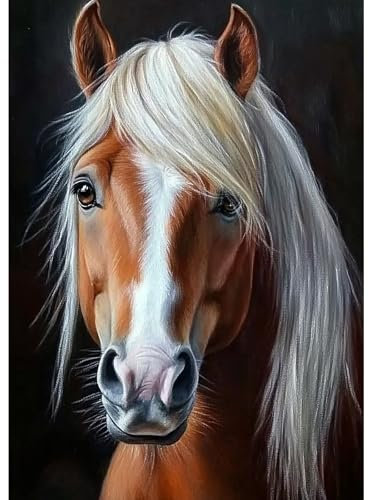 MXJSUA Diamant Painting Bilder, Braunes Pferd Diamond Painting für Erwachsene Anfänger, 5D DIY Diamant Malerei für Zuhause Dekor 30x40 cm