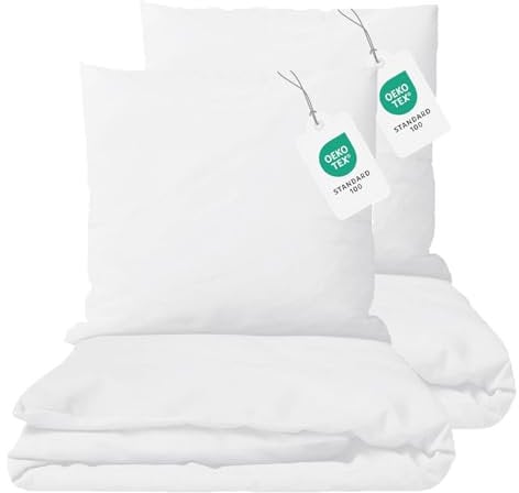 Class Home Collection Bettwäsche 155x220 Baumwolle 4 teilig Renforce Bettwäsche-Set mit Reißverschluss Uni Weiß