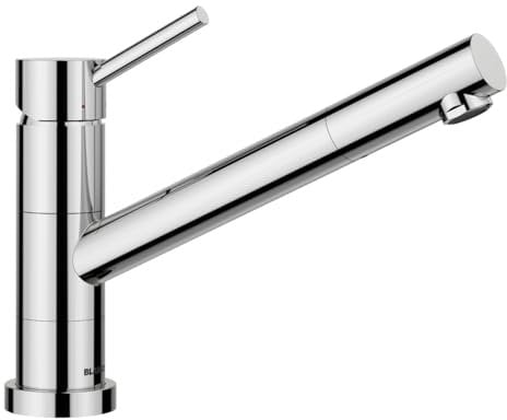 BLANCO KANO-F Vario | Küchenarmatur in chrom | Hochdruck | Mit herausziehbarem Schlauch | Vorfenstermontage | Keramik Kartusche | mit umstellbarer Brause für einen starken Strahl