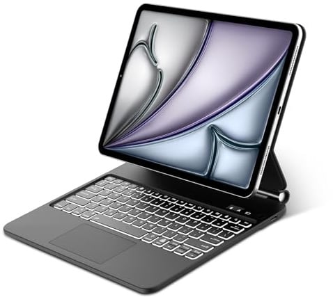 IVEOPPE Magic Case for iPad Air 13 Inch M2 2024/ M3 2025, Keyboard for iPad Pro 12.9 2022/2021/ 2020/2018- Trackpad Keyboard for Air 13 M3 2025, Backlit, UK Layout, Black