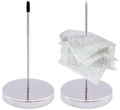 pangutheos 2 Piezas Pinchos para Notas, Aleación Cromada Pincho para Tickets Extraíble Pincha Papeles con Base Redonda para Restaurantes Oficinas Tiendas (Plata)