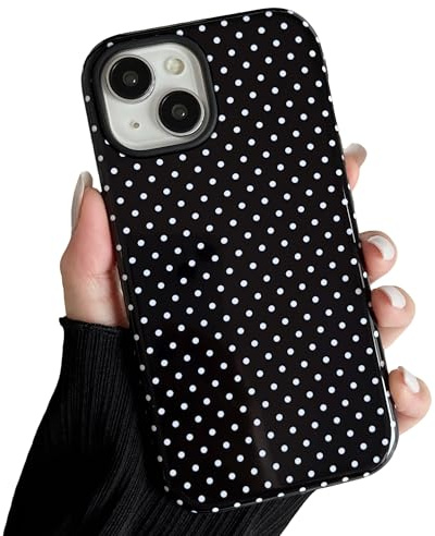 ZTOFERA kompatibel mit MagSafe,für iPhone 13/14 Hülle Punkte,Schwarz | Süßes Tupfenmuster,Handyhülle mit Tupfen,Feminin-ästhetischer,zweischichtige Hybridhülle mit zuverlässigem stoßfestem Schutz