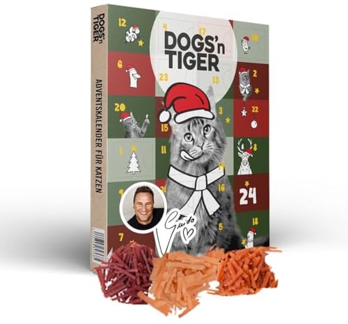Dogs'n Tiger - Guido Maria Kretschmer Katzen Adventskalender Bundel 2025, Adventskalender für Katzen – Natürliche & hochwertige Snacks aus 85% Fleisch hinter jedem Türchen, ohne Zucker & Getreide
