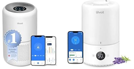 LEVOIT Smart Humidifier & Air Purifier Combo, 3L Cool Mist Top Fill Humidifier with Sensor, Auto Humidity, APP & Voice Control, Essential Oil Diffuser, 27dB Ultra Quiet, Plus Core 300S WiFi