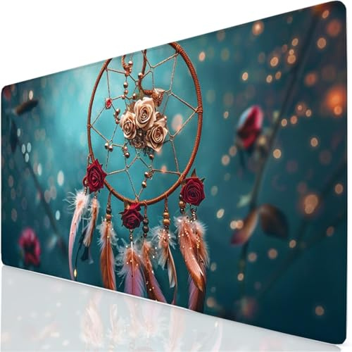 Tapis de Souris XXL 1200x600x3mm Grand Tapis de Souris Bleu Mouse Pad Attrape-Rêves sous Main Bureau, Base en Caoutchouc Antidérapante, Haute Précision et Rapidité Accessoire Bureau pour Gamer YG-25