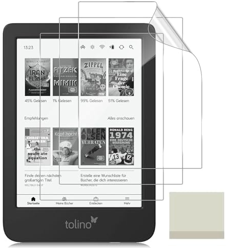 TUTUO Schutzfolie für Tolino Shine 4/5 / 5 Color 2024 Displayschutz | 3 Stück Blasenfrei, Anti-Kratzer, [Flexible Folie] TPU Displayschutzfolie, Anti-Staub HD Folie