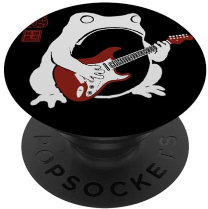 Lustiger Matsumoto Hoji Grumpy Frog Gitarre, Spieler, japanische Kunst PopSockets Klebender PopGrip