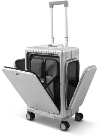 20 Zoll Handgepäck Koffer mit Typ-C und USB Anschlüssen,360°Rollen,Top-Öffnung,Premium Hartschalenkoffer aus Aluminium,abschließbarer Reisekoffer Rollkoffer für Geschäftsreisen, Reisen, Schule