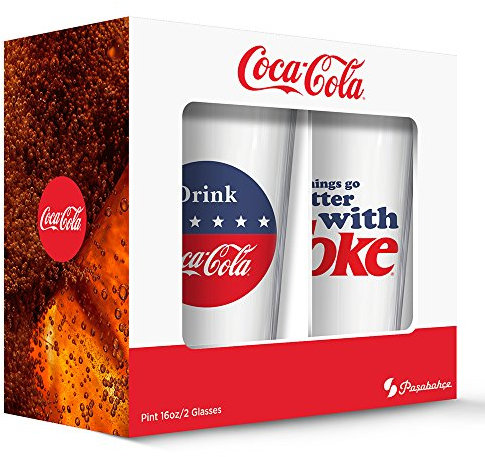 PB Licensing GD16134PB Coca Cola Red White and Blue Pub Glas, transparent, 2 Stück
