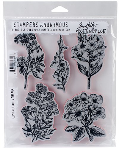Art Gone Wild Tim Holtz Illustrated Garden Cling Rubber Stamp Set, Multi-Colour