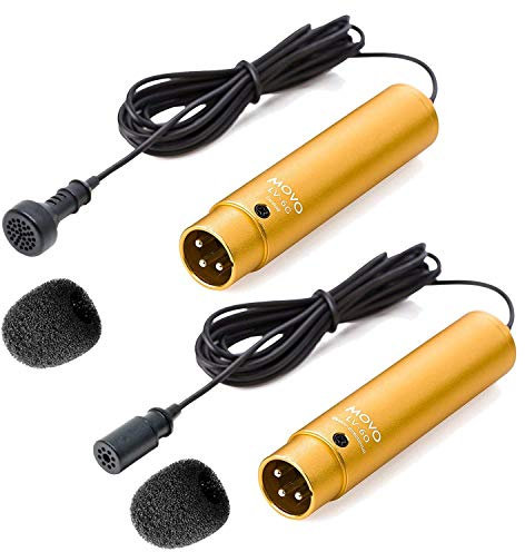 Movo LV-6 Pro Grade Omnidirectional and Cardioid XLR Lavalier Condenser Microphone Set (48V Phantom Powered)