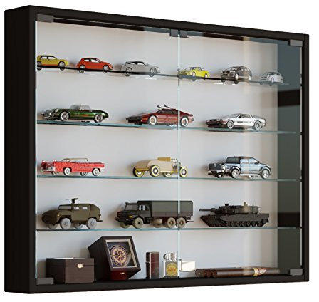 VCM Glasvitrine hängend | Vitrine Glas mit ESG-Sicherheitsglas | Maße ca. H. 60 x B. 80 x T. 10 cm | Hängevitrine Glas | Modern und platzsparend | Glas Vitrinenschrank - Mandosa L