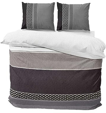 Class Home Collection Bettwäsche 200x200 – Bettwäsche-Sets mit Bettbezug 200 x 200 und Kissenbezug 80x80 – Bettwäsche 200x200 Baumwolle – Bettwäsche Bettbezug mit Reißverschluss Eifel Grau