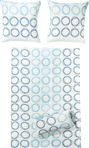 Dyckhoff Bettwäsche Weichfrottier blau-weiß Größe 1x 155x220 cm + 1x 40x80 cm