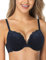 WingsLove Women's Push up Bra Floral Lace Padded Underwire Bra Demi Plunge (Navy Blue 38DD)