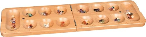 Kalaha-Spiel mit Halbedelsteinen, Klappformat: 50 x 2 x 13,5 cm, Holz, per Stück
