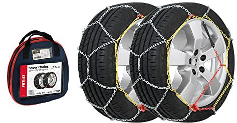 AMIO Schneeketten für 205/55 R16 Reifen Homologation: TÜV/GS | 12 mm