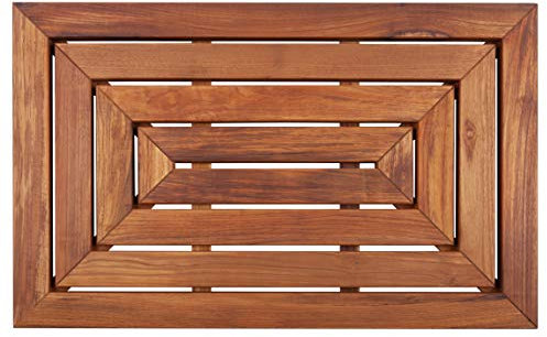 Nordic Style Premium Teak Dusch- und Badematte für den Innen- und Außenbereich, rutschfeste Holzplattform für Spa, Sauna, Pool, Whirlpool, Dekor und Schutz (79,8 x 49,8 cm, geöltes Finish)
