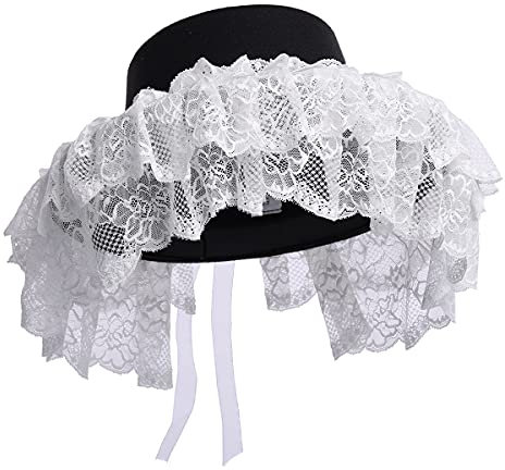 COSDREAMER Viktorianischer Hut für Damen, Gothic-Stil (Weiß 1)