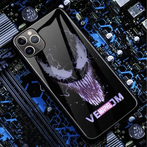 Venom LED-Schutzhülle für iPhone 12 Mini, leuchtend, Comic, Anime, Superhelden, bunt, leuchtend, modisch, luxuriös, gehärtetes Glas, Hybrid-Handyhülle, Zubehör für Herren (Venom)