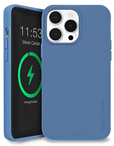 VELVET CAVIAR Compatible with iPhone 14 Pro Max Case MagSafe Silicone - Built-in Magnetic Ring - Microfiber Lining - [6ft Drop Tested] Protective Phone Cases for Women & Men (Linen Blue)