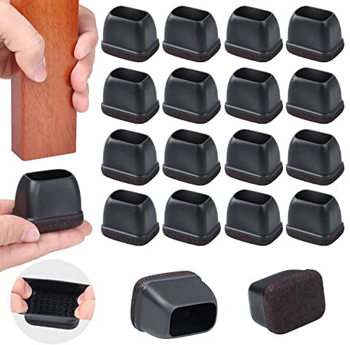 16 Stück Stuhlbeinkappen, Schutzkappen für Stuhlbeine, stuhlbeinkappen rechteckig, Stuhlbeinschoner mit Filzpolstern, Beseitigen Sie Geräusche und Kratzer, Fit Stuhlbein Breite 24-30mm,Länge 32-42mm