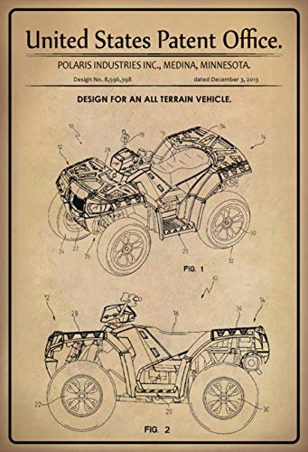 DekoDrom® Blechschild 20 x 30 cm US Patent Quad historisches Motiv Wand Deko Sammler Geschenk