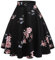 Odizli Rock Damen Knielang Rockabilly Elegant A Linie Petticoat Röcke Tellerrock Faltenrock Vintage Gepunktet Blume Swing 50er Jahre Retro Trachtenrock Festlich Sommerrock Schwarz Pfingstrose M
