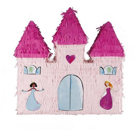 P'TIT CLOWN - 22906 - Pinata Schloss - Einfaches Befüllen - Dekorationszubehör für Kindergeburtstage, Kirmes, Feiern - Karton, Papier - Weiß - 47 x 52 x 10 cm
