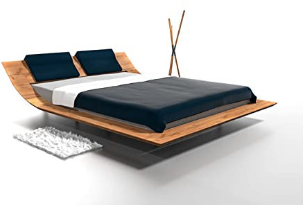 DESIQ Lebron Massivholz-Bett aus Eiche, Balkenbett, massives Holzbett als Doppel- und Komfortbett verwendbar (Lebron Eiche, 160x200)