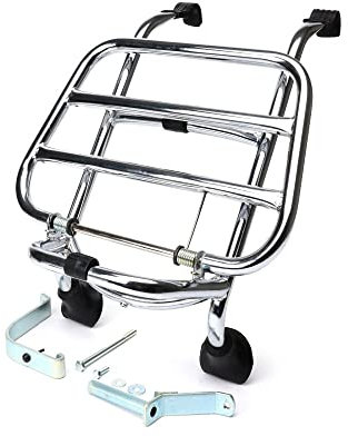 MOTONOSTRA Gepäckträger chrom klappbar vorne kompatibel für Vespa GT, GTL, GTV, GTS, GTS Super, GT60, HPE, Supertech