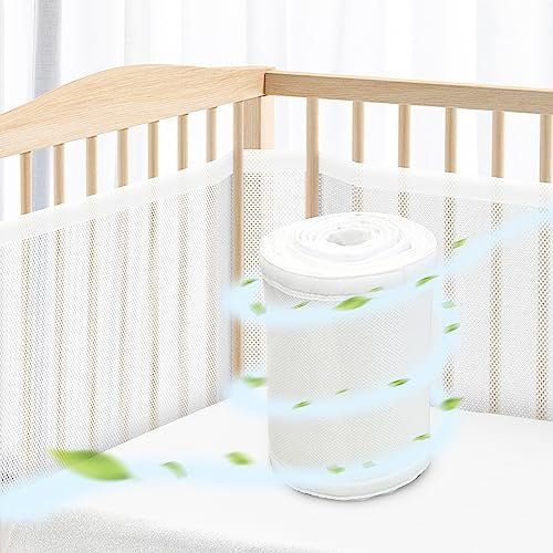 WYSWYG® Baby Nestchen Bettumrandung Babybett Umrandungen 70x140 cm Kinderbett - Hochwertiges Mesh Atmungsaktives Beistellbett - Gitterschutz Crib Schutz vor Einklemmen - Weiß