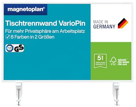 magnetoplan Tischtrennwand VarioPin, Filz Türkis | BxH 800 x 500 mm | Akustik Trennwand + Schreibtisch Trennwand für Büro + Klassenzimmer | Ideal für Team-Arbeitsplätze + Open Space-Bürokonzepte