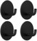 COMNICO 4 Pcs Adhesive Towel Hooks Stainless Steel Heavy Duty Waterproof in Shower Hooks No Drill Stick on Inside Shower Bathrooms Kitchen Door for Hanging Towels Clothes Robes (Black)