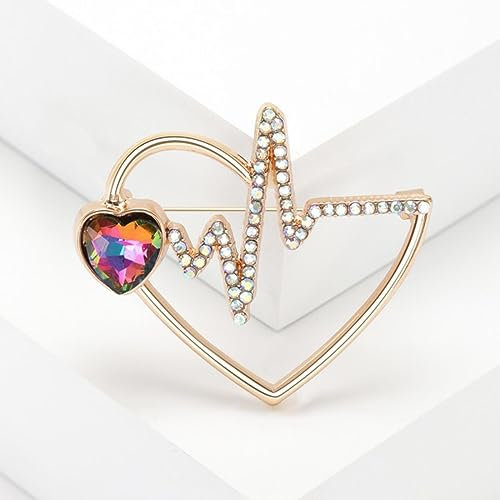 YAHOYA Décoration Brillante Broches de Luxe en Cristal Coeur pour Femmes Dame Exquiste Strass Designer Badges Corsage Costume Bureau Pin