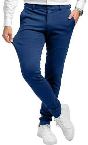 Performance Pants Herren Blau (Größe 36W/36L) - Stilvolle Herren Hosen Stretch - Chino Hose Stretch - Stilvolle Anzughose - Modische Praktische Männer Hosen für Business & Freizeit