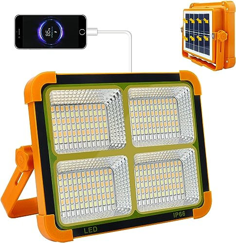 CREATESTAR Projecteur LED Rechargeable, 100W 10000 Lumen Projecteur Chantier de Travail d'urgence avec 4 Modes, Lampe de Chantier pour Réparation des Voitures, Camping, Chantier de Construction