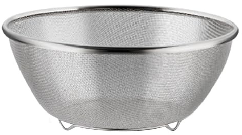 Colador de Cocina Colador de Arroz Lavado de Arroz Colador de Alimentos de Acero Inoxidable con Pie para Verduras Frutas (22 cm)