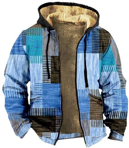 LUNULE Fahrradmantel 28 Zoll Jackenhalter Wand Bomber Jacket Herren Farbblock Teddy Fleece Gefüttert Hoodie Jacke Mit Reißverschluss Jacke (Himmelblau, XXL)