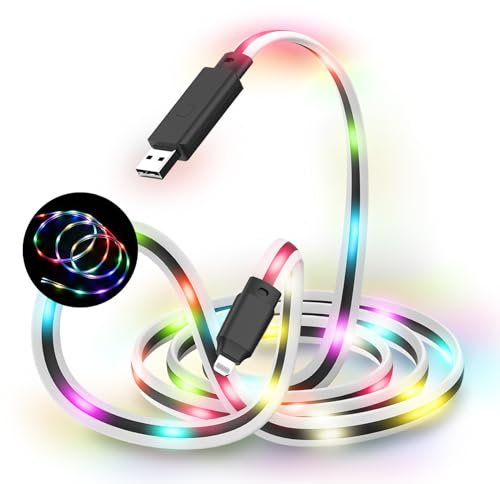 Haydyson LED iPhone Charger [Apple MFi Certified] Color Changing Light up Cord, Lighted Cable Glowing Charging Cord with 17 Lighting Modes for 14 Pro Max13/12/11 (6ft)