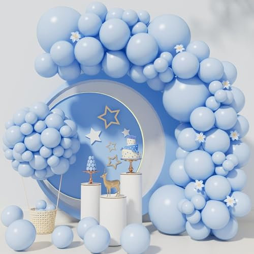 Luftballons Blau,102 Stück Blau Pastell Latex Luftballon Girlande Kit Ballonbogen für Geburtstag Party Jahrestag Hochzeit Babyparty baby shower Wedding Dekoration oktoberfest bierfest deko