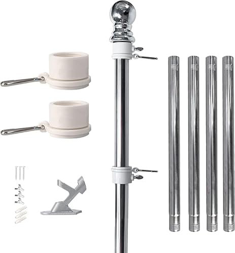 6FT Flag Pole-Stainless Steel Flag Pole with Bracket Kit Wall Mounted Tangle Free Flagpole 1 Diameter for 2x3/3x5/4x6 Inches Flag in House Garden Street WY07